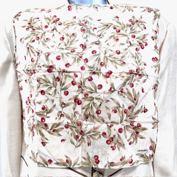 New Set of 3 RENOMA Paris Handkerchief coton 17"pijk blue white green florR(43 - Picture 8 of 10